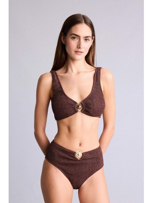 DeFacto Regular Fit Kırışık Dokulu Kahverengi Bikini Alt E0209AX26SM