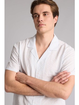 DeFacto Modern Fit Polo Yaka Kısa Kollu Açık Mavi Gömlek I1705AX26SM