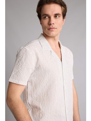 DeFacto Modern Fit Polo Yaka Kısa Kollu Gri Gömlek I1705AX26SM