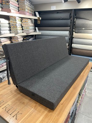 Sowso Premium Salıncak Minderi 50x165x9 cm | Gri Sert Sünger | Keten Kumaş & Fermuarlı Kolay Yıkanabilir | Pratik Bağcıklı | Füme
