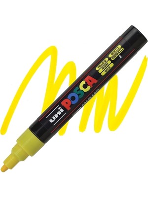  uni-ball markör boyama kalemi posca su bazlı poster 1.8-2.5 mm sarı pc-5m (6 lı paket)