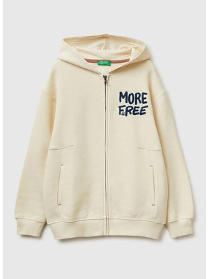 United Colors Of Benetton Krem Erkek Çocuk Baskılı Sweatshirt 30DSC505V