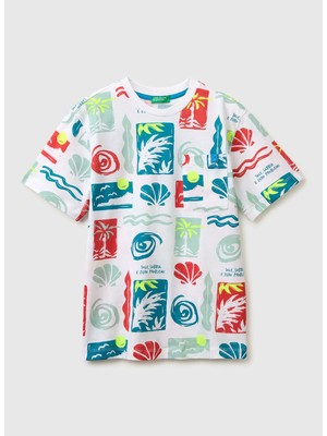 United Colors Of Benetton Çok Renkli Erkek Çocuk Baskılı T-Shirt 34UTC10TL
