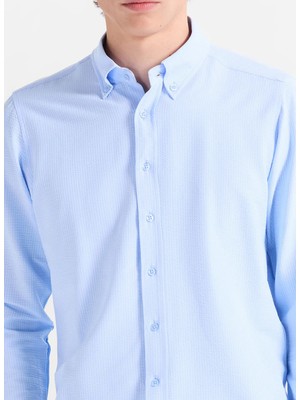Altınyıldız Classics Mavi Erkek Düğmeli Tailored Fit Gömlek ACE201262060
