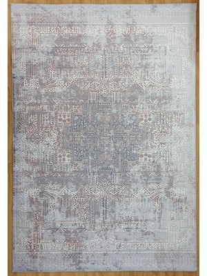 Pera Halı Eskitme Dokulu Gri ve Pudra Soyut Modern Halı - 12633OU