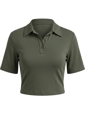 Magarde Vatkalı Premium Polo Yaka Bluz- Haki