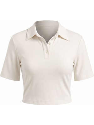 Magarde Vatkalı Premium Polo Yaka Bluz- Ekru