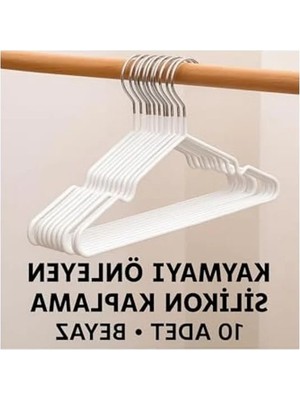Calperia Kaydırmaz Silikon Kaplamalı Elbise Askısı, 10 Adet Set