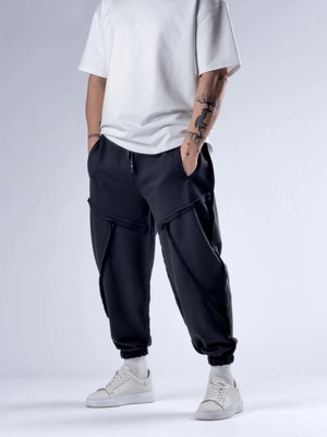 Cocopelli Dikiş Detaylı Siyah Erkek Jogger Pantolon COC2772