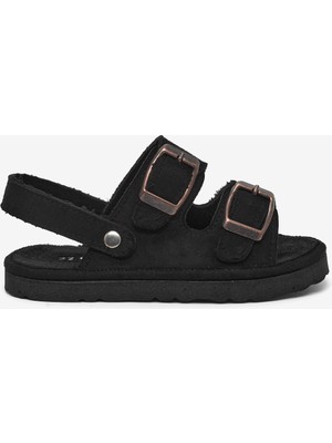 Tonny Black Çocuk Unisex Siyah Rahat Kalıp Çift Tokalı Bebe Paitk Sandalet