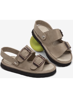 Tonny Black Çocuk Unisex Bej Rahat Kalıp Çift Tokalı Bebe Paitk Sandalet