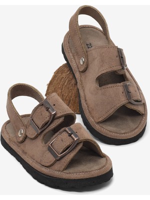 Tonny Black Çocuk Unisex Vizon Rahat Kalıp Çift Tokalı Bebe Paitk Sandalet