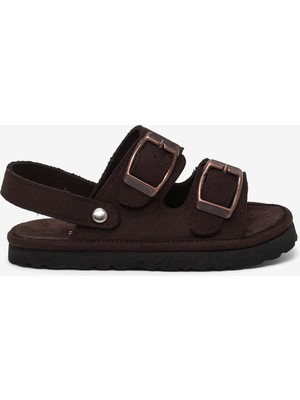 Tonny Black Çocuk Unisex Acı Kahve Rahat Kalıp Çift Tokalı Bebe Paitk Sandalet