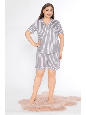 Alperi Boydan Düğmeli Battal Şort Takım B760-10