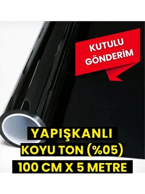 AutoFolyo Koyu Ton Yapışkanlı Cam Filmi 100 cm x 5 Metre Oto Ev Ofis Uyumlu Kullanım