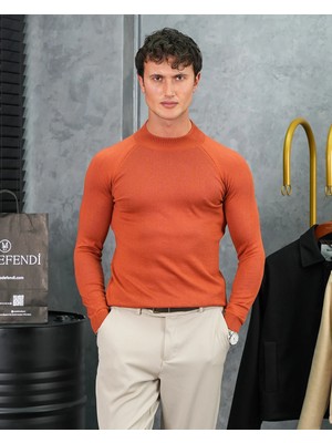 Modefendicom Slimfit Kalıp Pamuklu Triko Yarım Balıkçı Triko Kazak