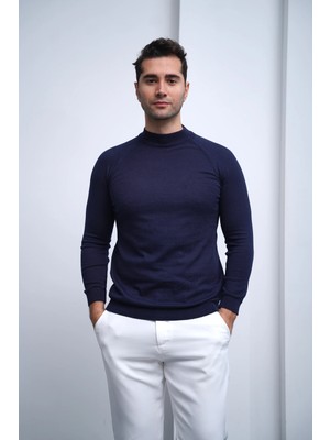Modefendicom Slimfit Kalıp Pamuklu Triko Yarım Balıkçı Triko Kazak