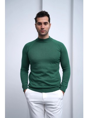 Modefendicom Slimfit Kalıp Pamuklu Triko Yarım Balıkçı Triko Kazak