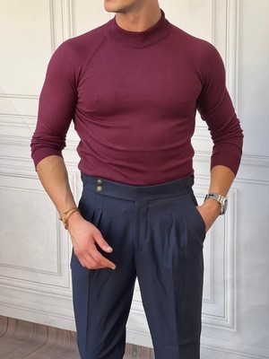 Modefendicom Slimfit Kalıp Pamuklu Triko Yarım Balıkçı Triko Kazak