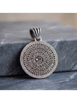 Ebrar Silver Gümüş Esmaül Hüsna Kolye Ucu Mat 925 Ayar Gümüş Allah'ın 99 Ismi Yazılı Mat Esma-Ül Hüsna Unisex Kolye Ucu