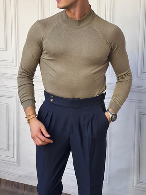 Modefendicom Slimfit Kalıp Pamuklu Triko Yarım Balıkçı Triko Kazak