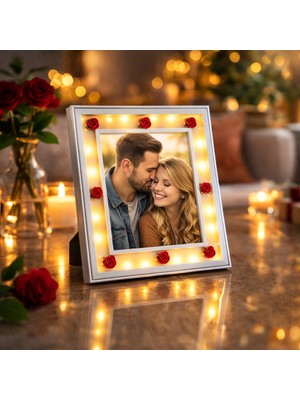 Dekoratif Işıklı Çiçekli Fotoğraf Çerçevesi 15X20
