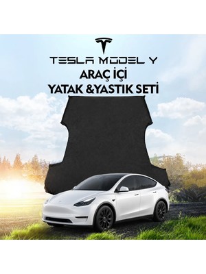 Relaxus Tesla Model Y Araç İçi Şişme Yatak Ve Yastık Seti Pompa Gri Taşınabilir Arka Koltuk Uyku ve Dinlenme Seyahat ve Kamp Yatağı Konforlu