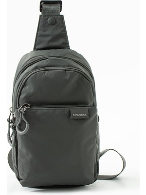 Sanmorris Unisex Kırinkıl Kumaş Suya Dayanıklı Çok Bölmeli Siyah Body Bag 6004