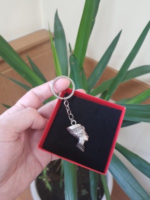 Vintage Takı Vintage Gümüş Kaplama Mısır Mitolojisi Nefertiti Anahtarlık & Vintage Nefertiti Çanta Aksesuarı
