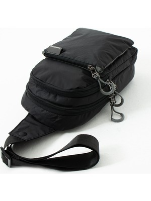Sanmorris Unisex Kırinkıl Kumaş Suya Dayanıklı Çok Bölmeli Siyah Body Bag 6004