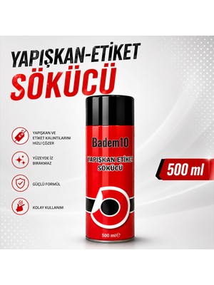 Badem10 Etiket Yapışkan Barkod Zift Sökücü Temizleme Spreyi Sticker Çıkarıcı Güçlü Formül 500 ml