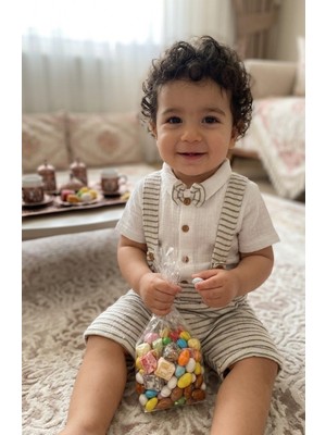 Baby Sena Erkek Bebek Bayramlık Papyonlu Müslin Salopet Gömlek Takım