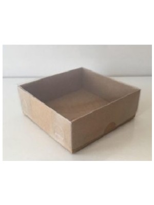 Asetat Kapaklı Kraft Karton Kutu 8X8X3 Hediyelik Sunum Kutuları 50 Adet (Renksiz)