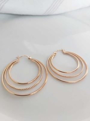 Devi Fashion Xuping Üçlü Halka Rose Küpe