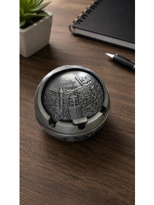 HD Marketim Dekoratif Metal Küllük Kapaklı Retro Masaüstü Küllük 7.5 cm Açılır Kapanır