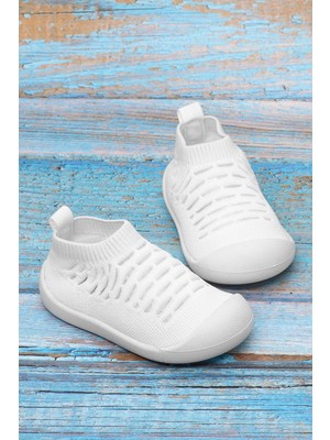 Tonny Black Çocuk Unisex Beyaz Rahat Kalıp Esnek Ortopedik Taban Çocuk Ayakkabı