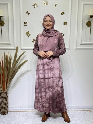 Modaminar Kadın Yeni Sezon Batik Desenli Penye Elbise