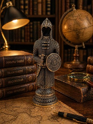 Biton Toptan Osmanlı Zırhlı Asker Biblo 30 cm – Dekoratif Şövalye Heykeli – Ofis Masaüstü Ev Dekoru Hediyelik Obje