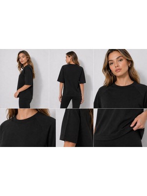 Olleo Kadın Siyah Kısa Kollu Modal Tshirt