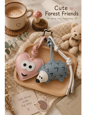 Biton Toptan 3 Lü Set Cute Forest Friends Charm Set – Çanta & Anahtarlık Aksesuarı  - Kedili Kanca