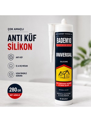 Badem10 Şeffaf Nötr Anti Küf Genel Çok Amaçlı Silikon 280 gr Lavabo Duşakabin Mutfak Dolgu Silikonu
