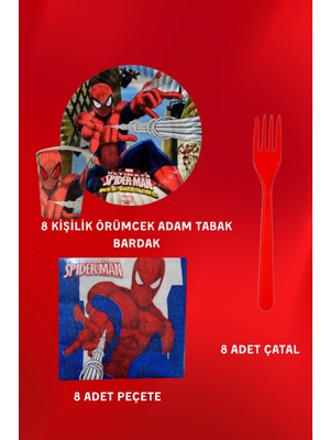 Boxland Örümcek Adam Parti Seti 8 Kişilik – Spiderman Tabak Bardak Peçete Çatal Seti