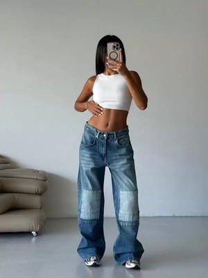 Braga Mavi Patch Detaylı Baggy Jean