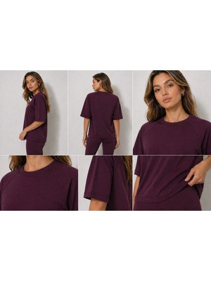 Olleo Kadın Bordo Kısa Kollu Tshirt