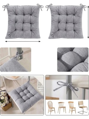 2 Adet 50X50CM Büyük Boy Su Geçirmez Duck Kumaş Sandalye Minderi Bağcıklı Kare Oturma Minderi