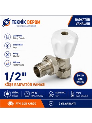 1/2 İnç Köşe Radyatör Vanası Hafif Tip Kalorifer Peteği Vanası