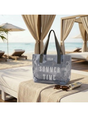 Frelso Şeffaf Plaj Çantası Baskılı Kadın Beach Bag