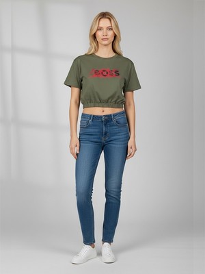Caprix Baskılı, Günlük & Spor Şık Tasarım Crop T-Shirt