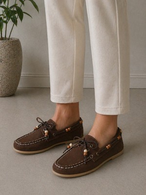 Bgk Ayakkabı ve Çanta Kadın Süet Ortopedik Konforlu Kaliteli Özgün Şık Günlük Outdoor Casual Babet Ayakkabı