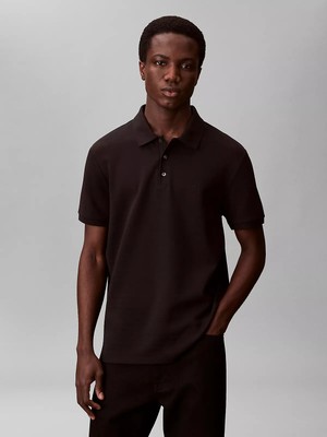 Calvin Klein Erkek Normal Kesim Yatay Çizgi Desenli Pamuklu Kısa Kollu Siyah Polo Yaka T-Shirt LV04LF206G-UB1